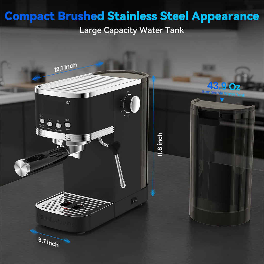 Compact Espresso Machine 20 Bar, with 3 Adjustable Temp