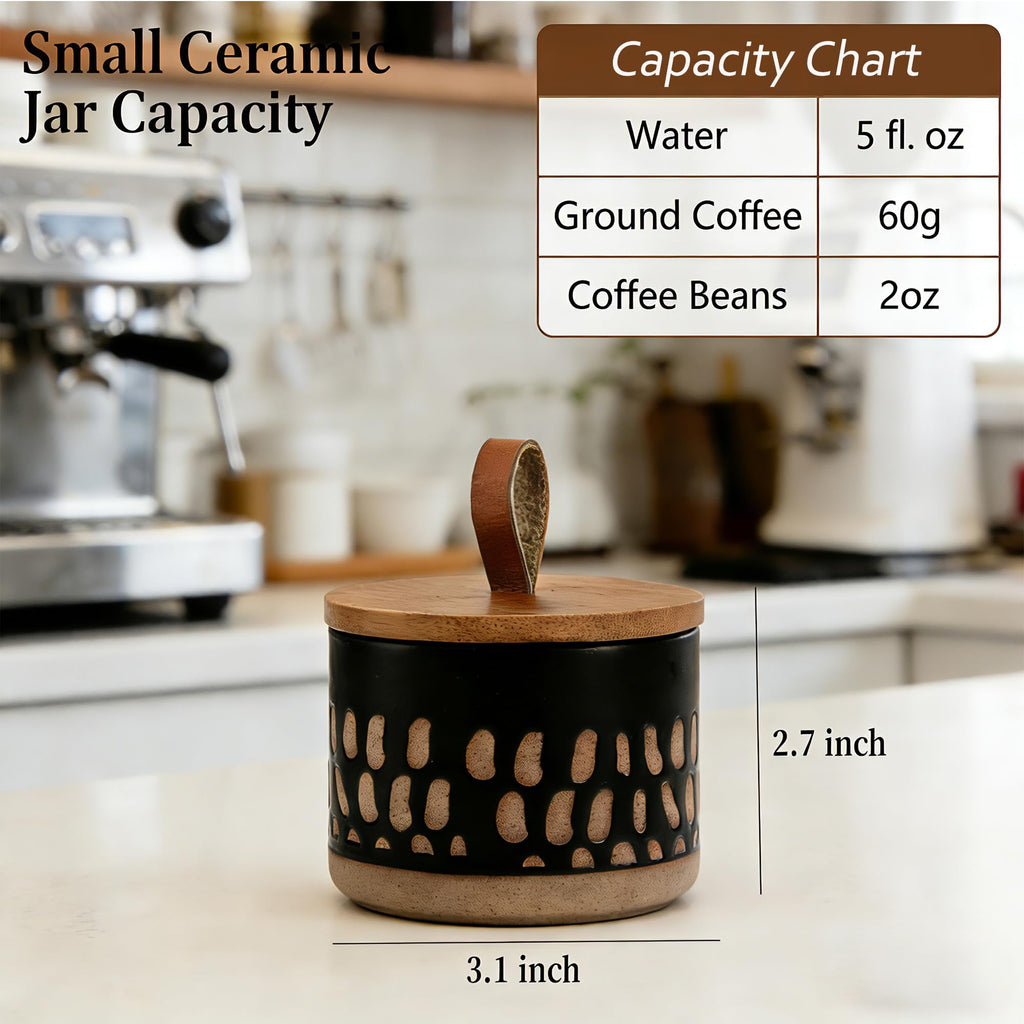 5 FL OZ Boho Small Salt Spice Storage Canisters Set, Airtight Bamboo Lid