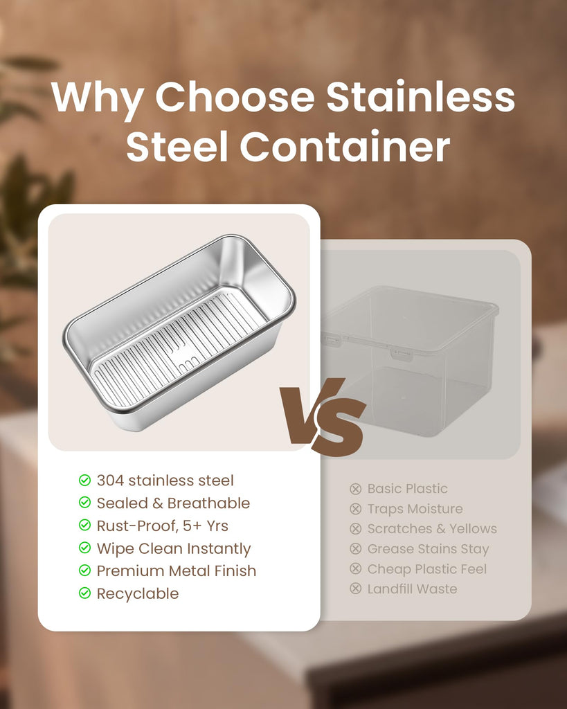 Airtight Stainless Steel, Large Bread Storage Container, 1 Pack