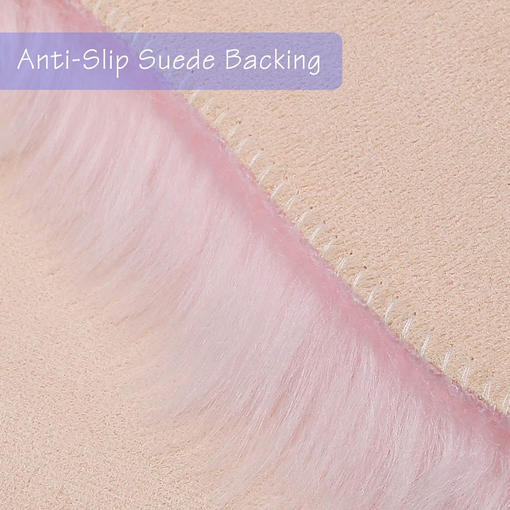 Pink Faux Sheepskin Runner Rugs 2x6 ft, Fluffy Fur Couch Covers