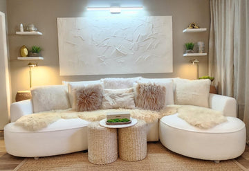 124.8" Modern Curved Sofa Couch, Upholstery Boucle Sofa with Pillows, Right Hand Facing Sectional Boucle Fabric Couch
