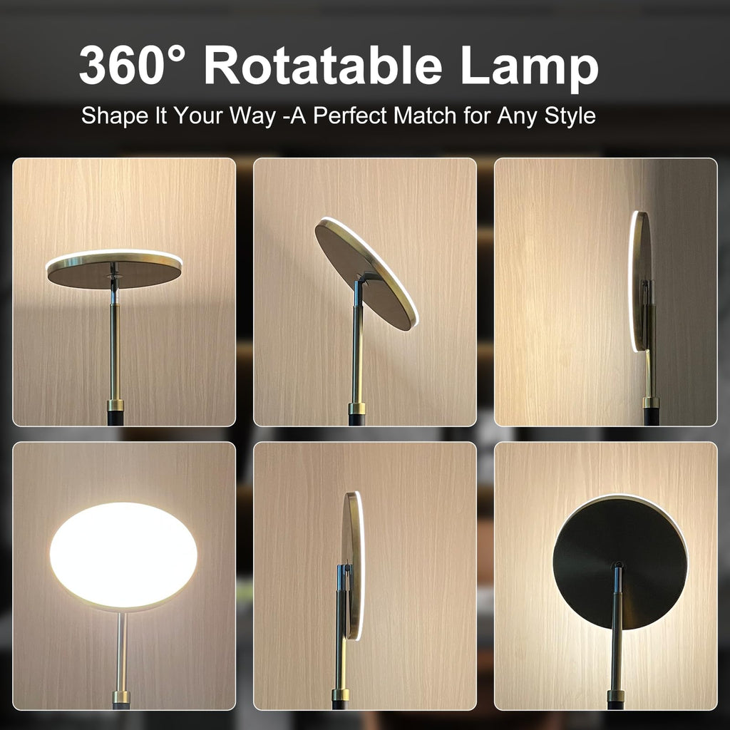 Solid Wood LED Torchiere Floor Lamp, 69" 3 Color Temp Dimmable with Remote