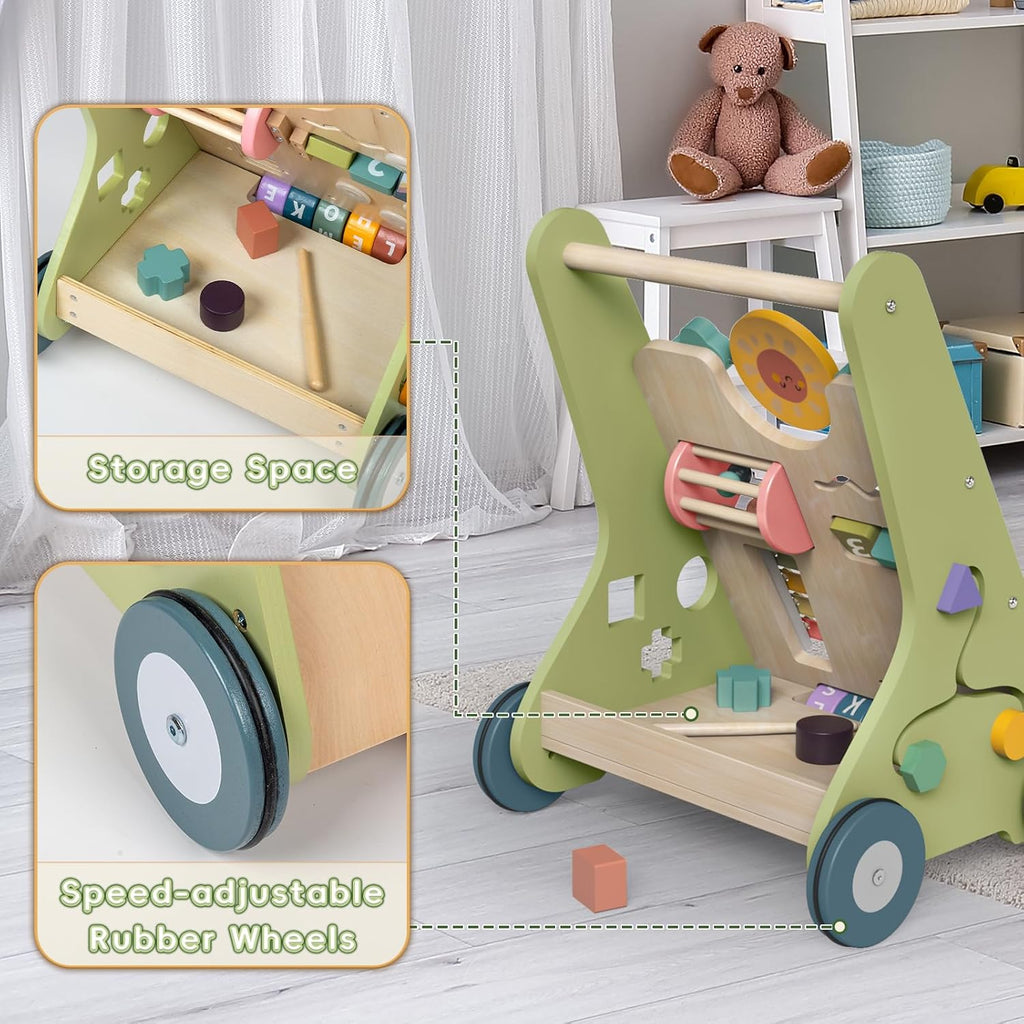 Wooden Baby Walker, Montessori Push Walker for Babies 10-12 Months