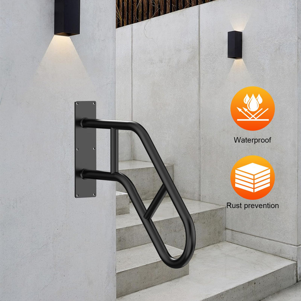 Handrails for Outdoor Steps, 22.8" Stair Railing Indoor1-3 Step, U-Shaped Safety Handrails for Kids, Elderly