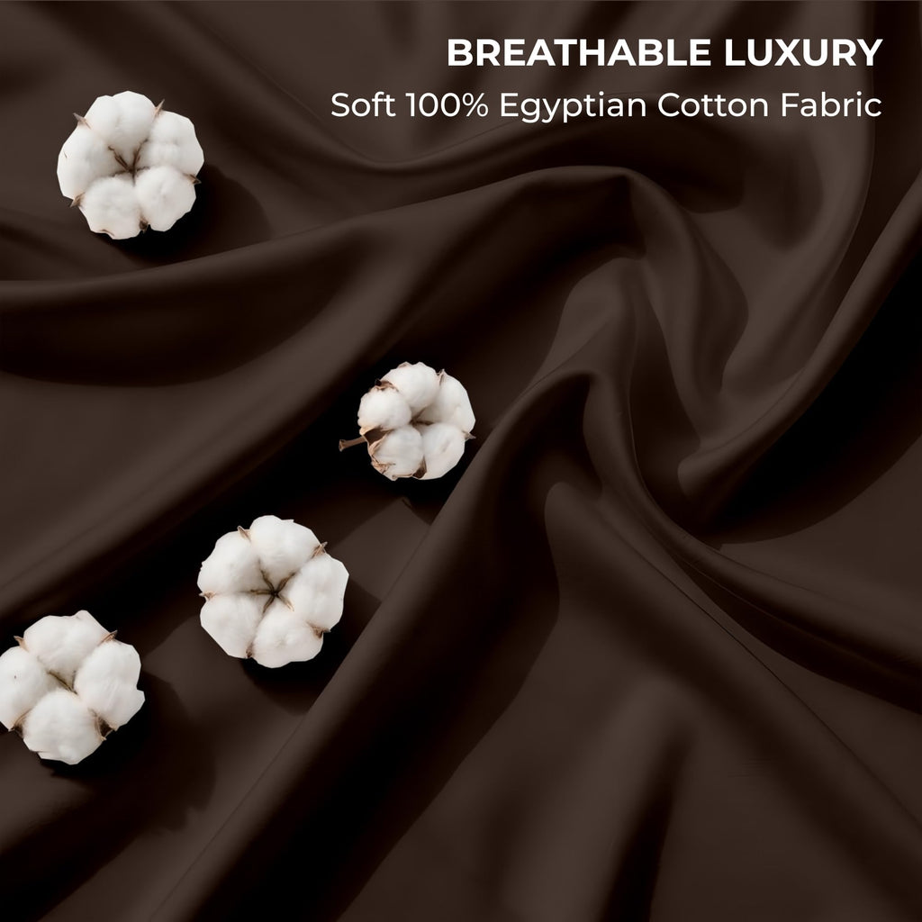 100% Egyptian Cotton Sheets Queen Size - 600 Thread Count Sheets Set, Soft, Cooling, 15" Deep Pocket, Luxury Hotel