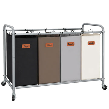Sorter 4 Section, 47.5 Gal Laundry Cart with Wheels