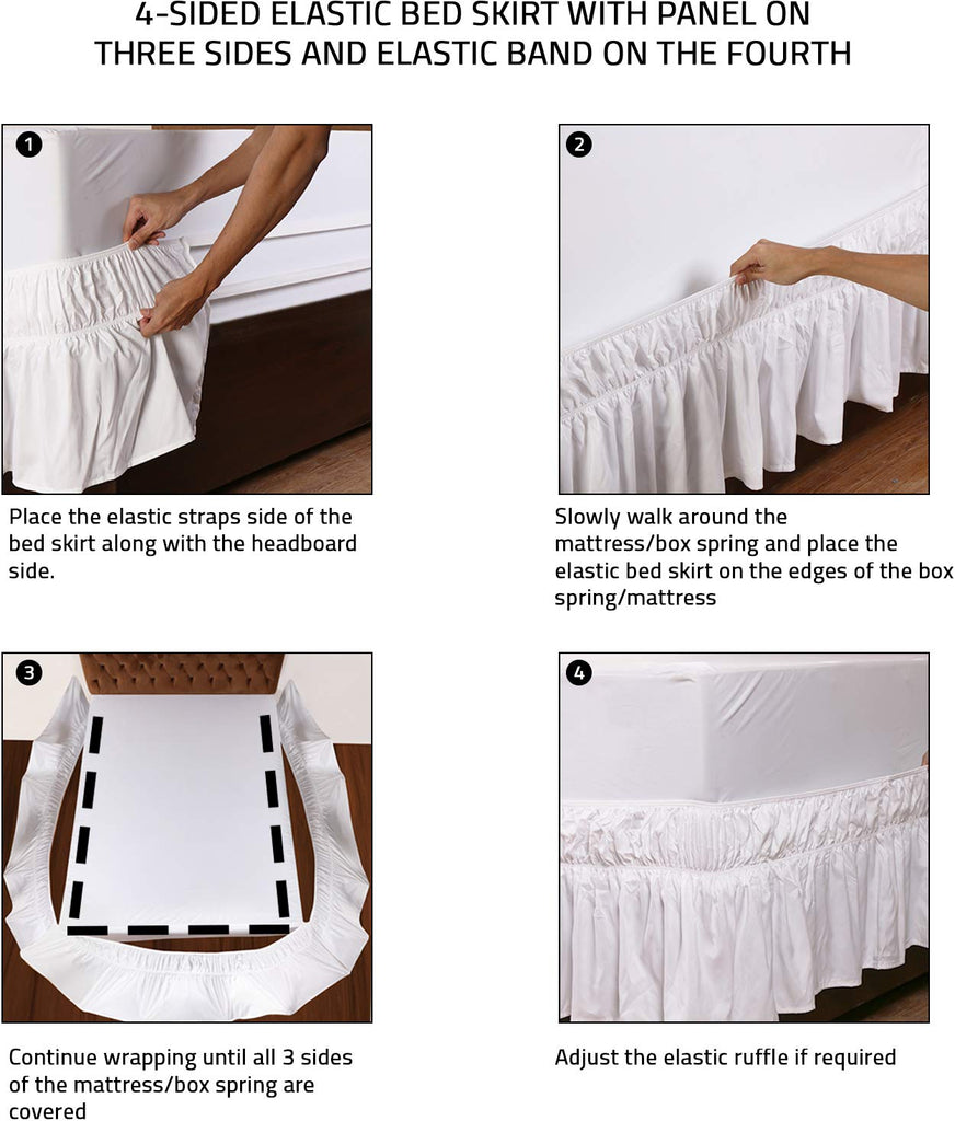1-Piece Luxurious Wrap Around Bed Skirt 100% Egyptian Cotton 800 Thread Count California King Size (72" X 84") Inch