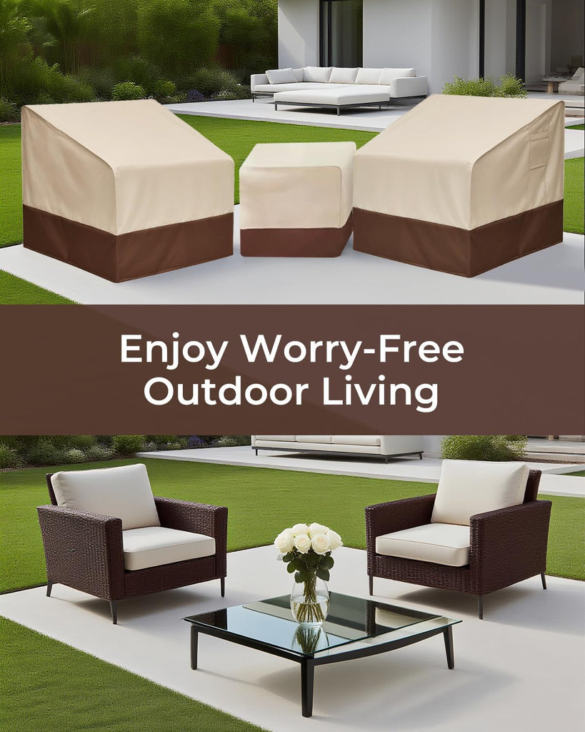 Patio Furniture Covers Set, 3 Piece Outdoor Furniture Cover Waterproof, 600D Heavy Duty Lawn Furniture Covers Set