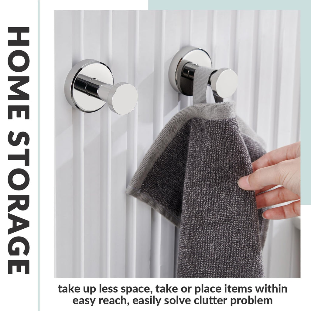 Polished Chrome Towel Hooks, 2 Pack, 304 Stainless Steel