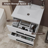 24 Inch Floating Bathroom Vanity with Ceramic Sink, Modern Wall-Mounted Single Sink Cabinet, White