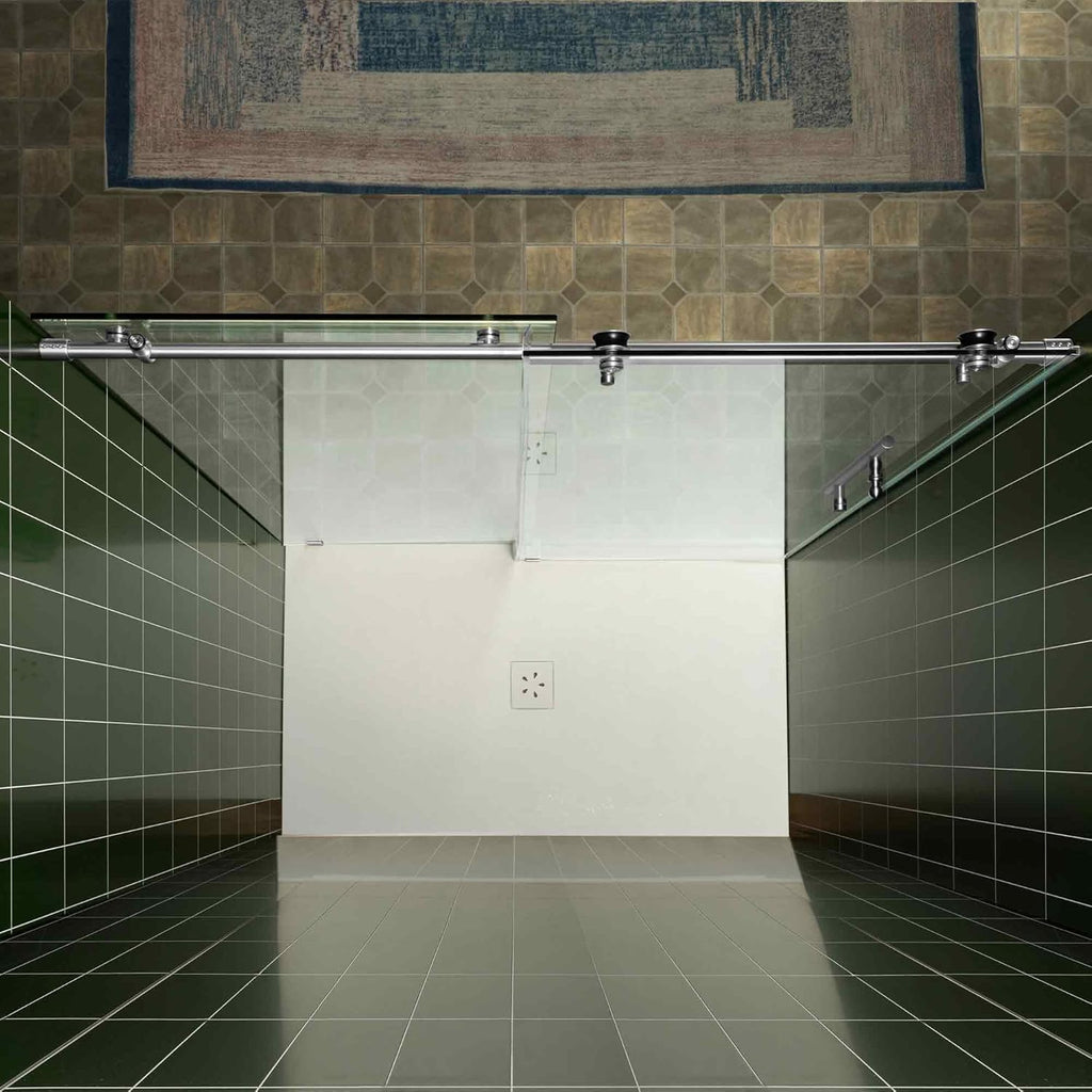56-60" W x 80" H Frameless Single Sliding Shower Door with Tempered Glass & Explosion Proof Film in Chrome Finish