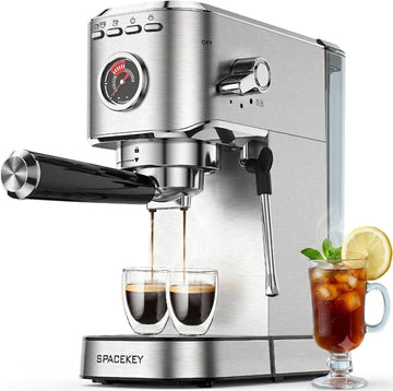 Espresso Machine with Milk Frother, 20 Bar Compact Expresso Coffee Machines , Stainless Steel Espresso Maker with