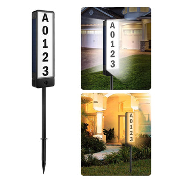 Solar Address Signs for Yard Vertical LED House Numbers for Outside
