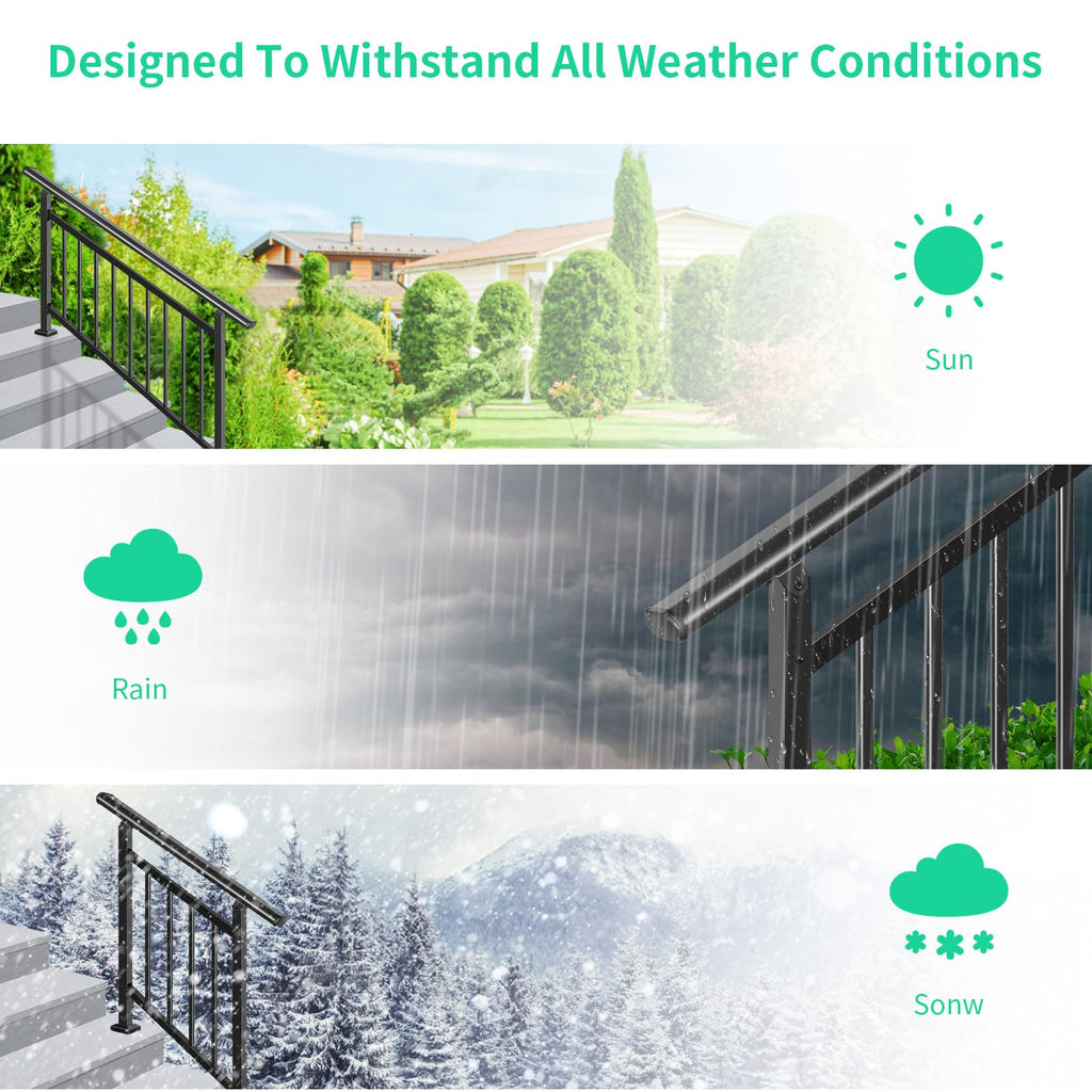 Adjustable Hand Rails for Outdoor Steps, 5‐Step Stair Railing Kit