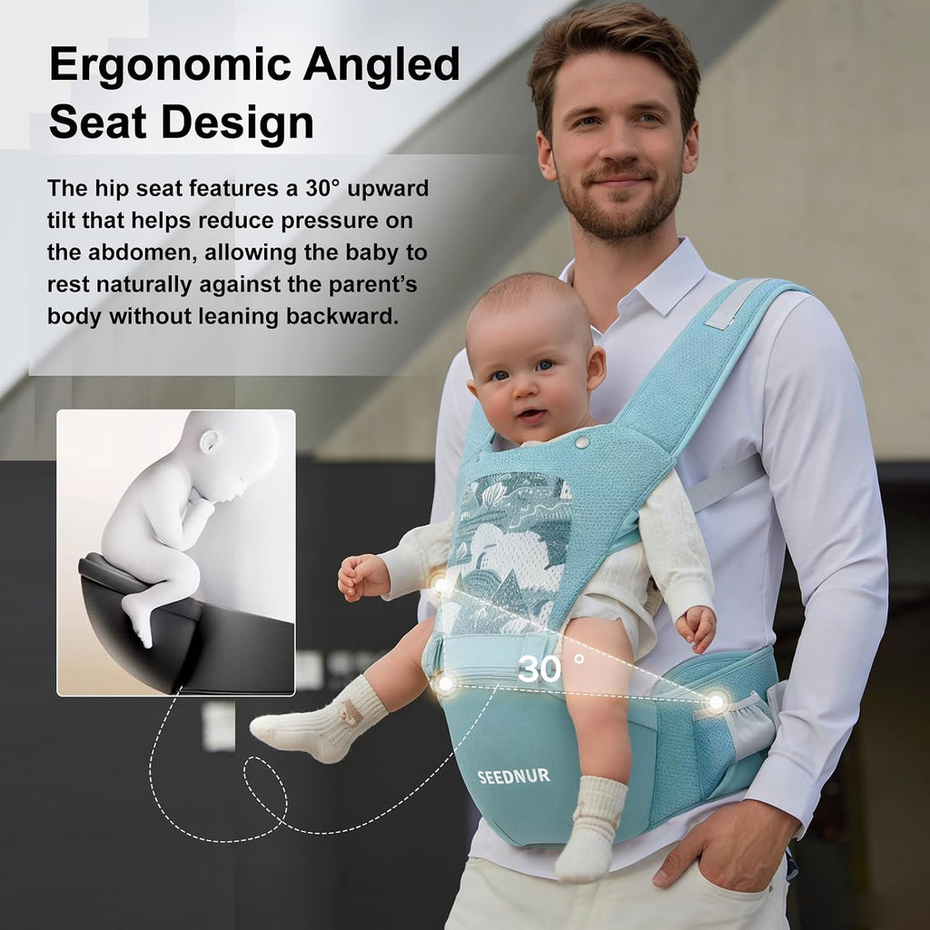 Carrier, Baby Carrier with Hip Seat, Baby Carrier Newborn to Toddler for Ergonomic M Position, in-1 Adjustable Baby