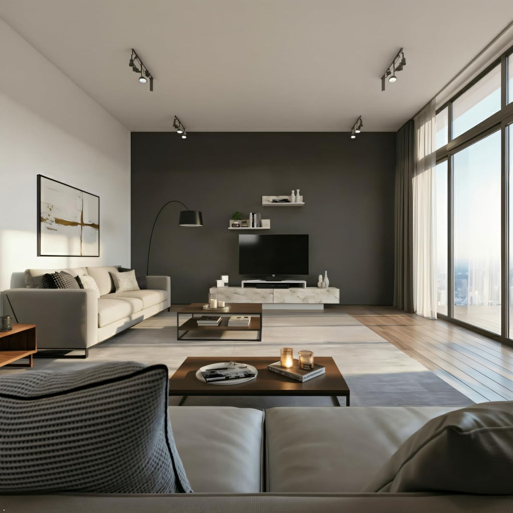 Lusiana TV Stand & Entertainment Center for TVs up to 75", Modern Media Console with Wall Mounted Accent Shelves