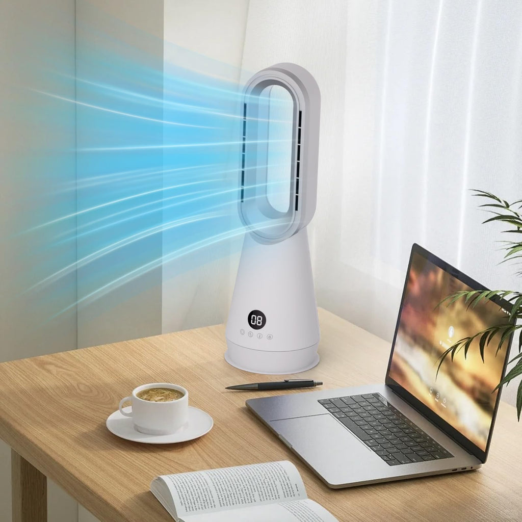 3-in-1 Bladeless Fan Combo, 22" Bladeless Tower Fan with Air Purifier, 90° Oscillating Fast Heating & Cooling, Remote