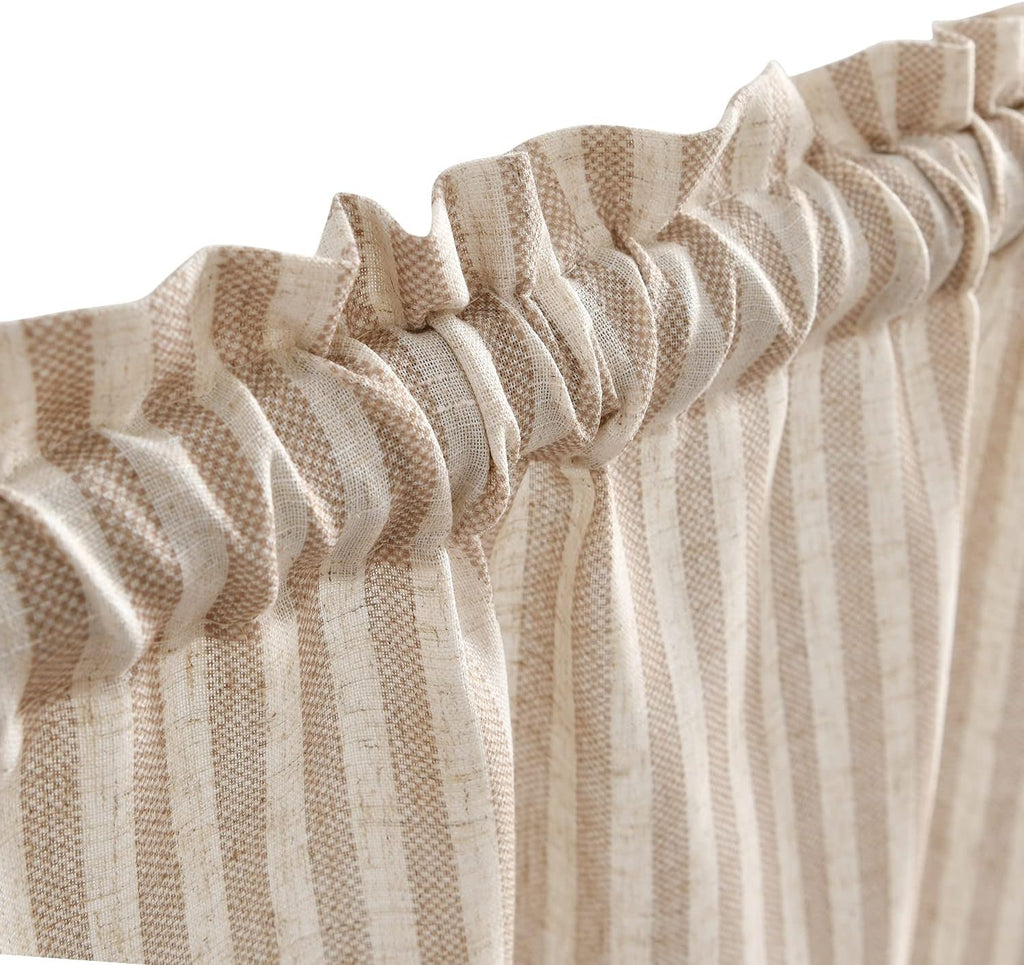 Stripe Farmhouse Kitchen Curtains 24 Inch Length Linen Cafe Curtains Tickingstripe Tier Drapes Pinstripe Semi-Sheer