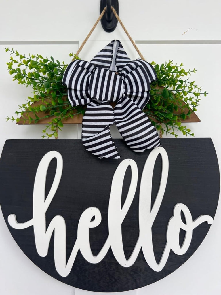 17 inch Rustic Welcome Sign with Bow and 3D Letters for Front Door