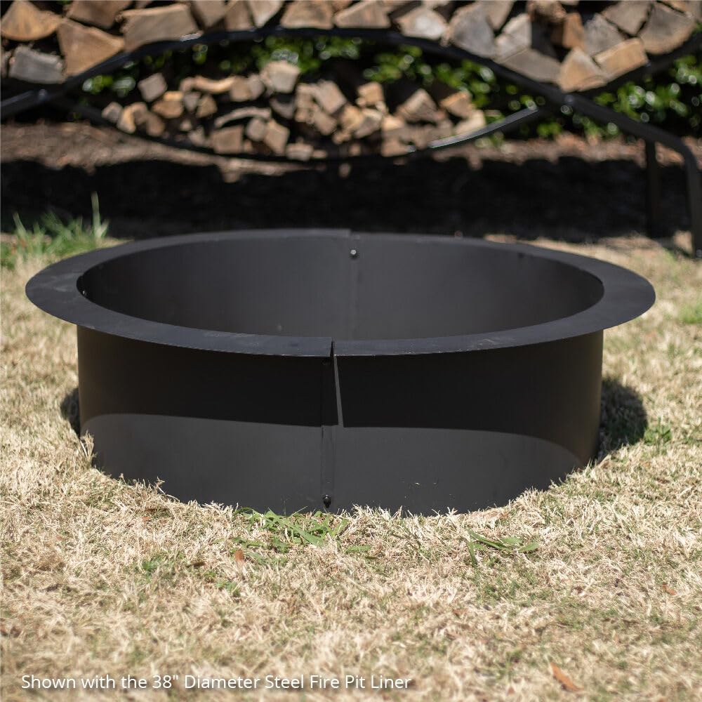 Ash & Ember 46" Outside Dia Steel Fire Pit Liner x 41" Inside - 4 Panel Liner 1.5mm Thick Steel, DIY Above or