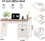 47" Home Office Desks, Executive Desk, Farmhouse Computer Desk with Drawers and Charging Station, File Drawer