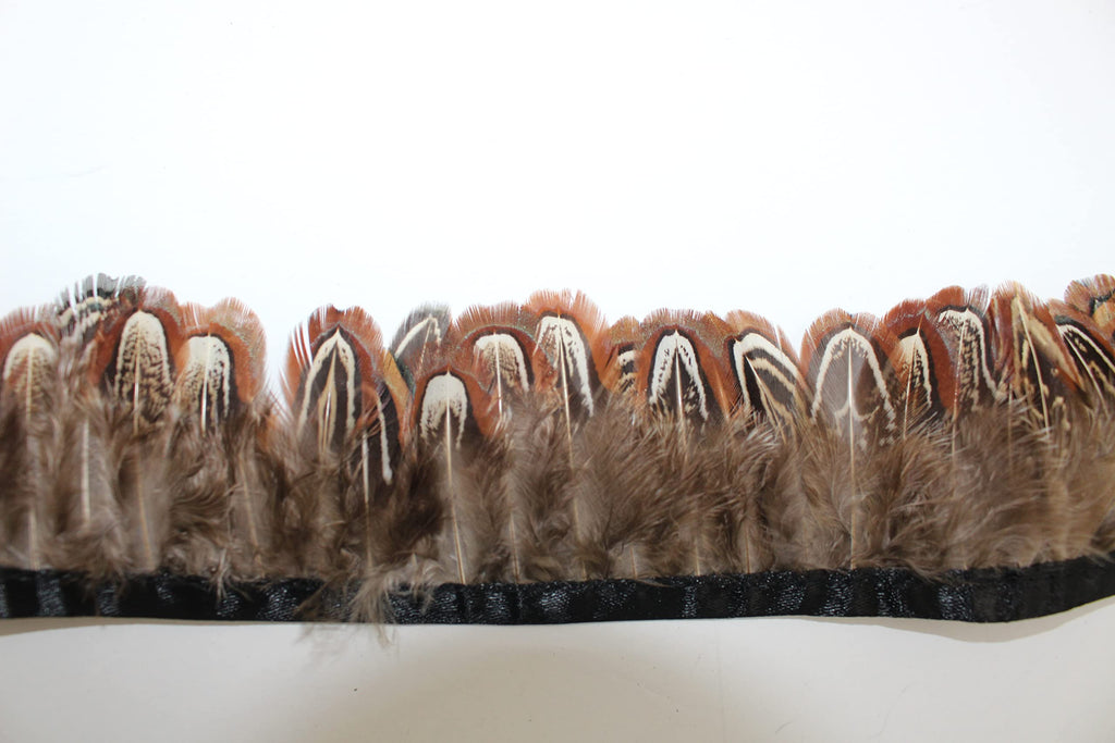 Natural Ringneck Pheasant Feather Trim Fringe,2 Yard LongAccessories Feather DIY Decorative (001)
