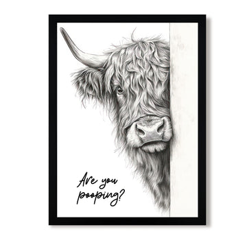Funny Highland Cow Bathroom Decor Canvas Wall Art, 16x24 Inch