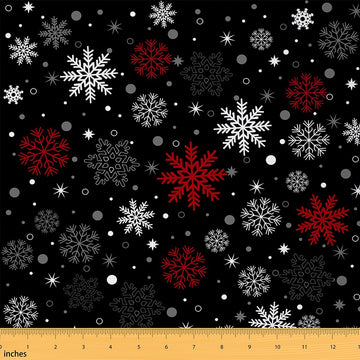 Winter Snowflakes Fabric by The Yard, Merry Christmas Soft Polyester No Stretch Fabric for Craft Lover, Abstract Art