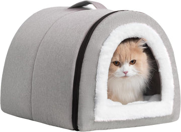 Cat Bed Cave for Indoor Cats for Pets up to 20 lbs, Gray