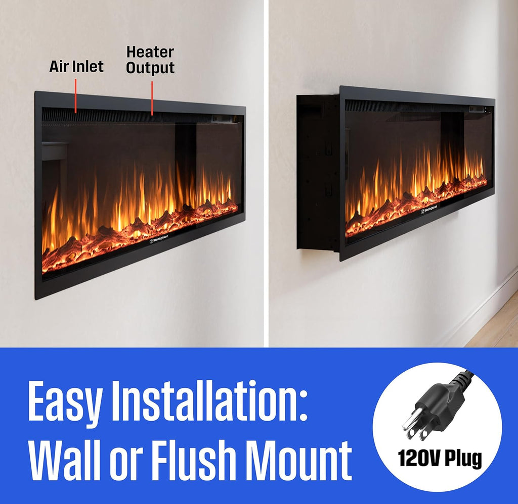 60 Inch Electric Fireplace Heater, Compatible with Alexa & Google Home