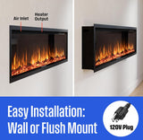 60 Inch Electric Fireplace Heater, Compatible with Alexa & Google Home
