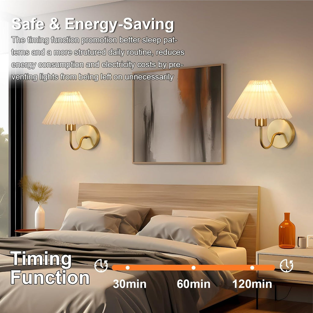 Wall Sconces Sets of 2 RGB Battery Operated Wall Sconces for Bedroom Dresser Classic Golden Wall Lamp with Remote for