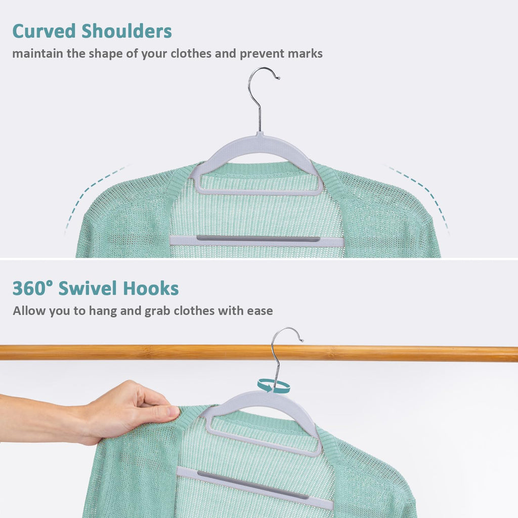 Non-Slip Plastic Coat Hanger Heavy Duty for Adult, 30 Pack, Gray