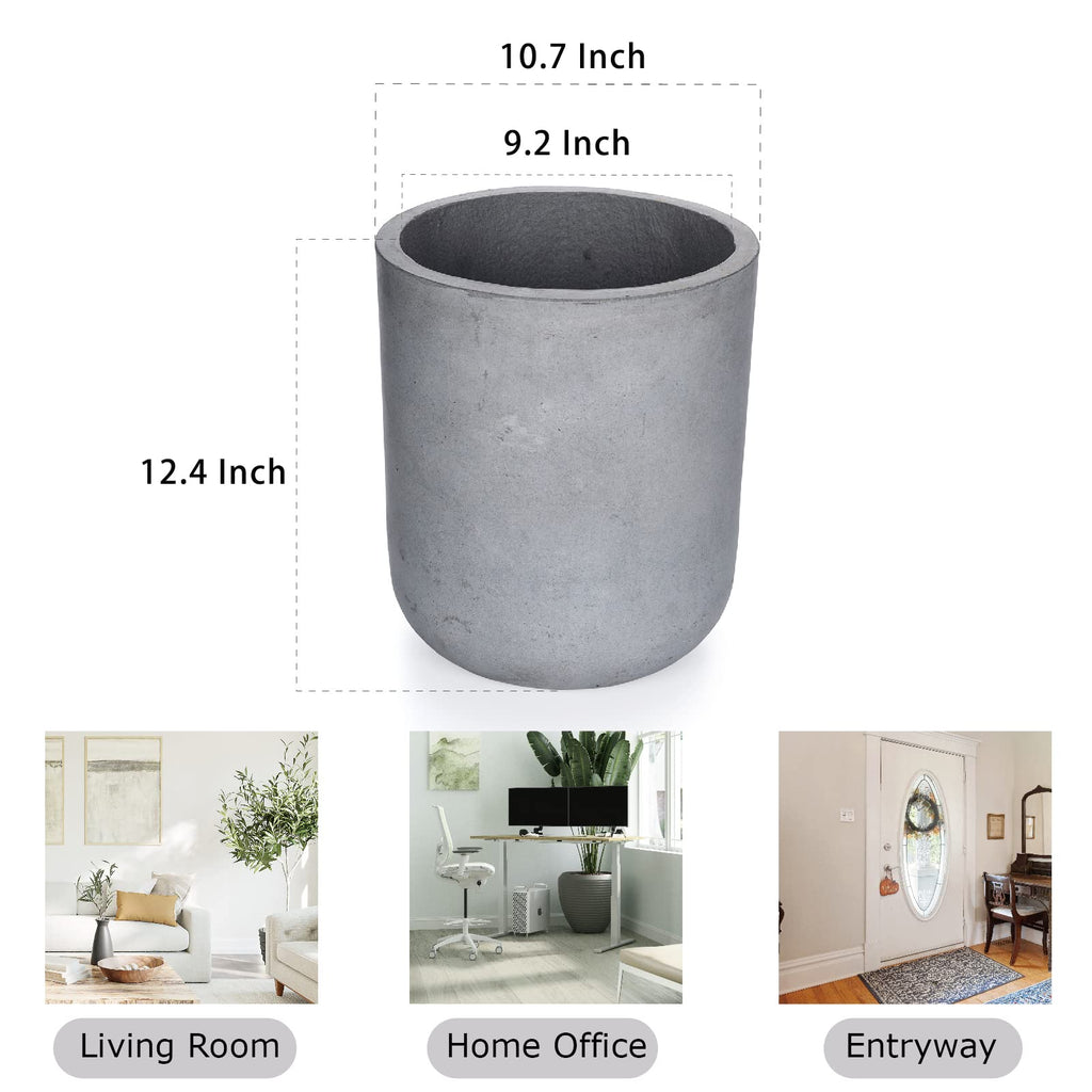 Round Concrete Planter Pot, Large Cement Planter Containers with Drainage Hole for Indoor Plants & Outdoor, 12.3" H