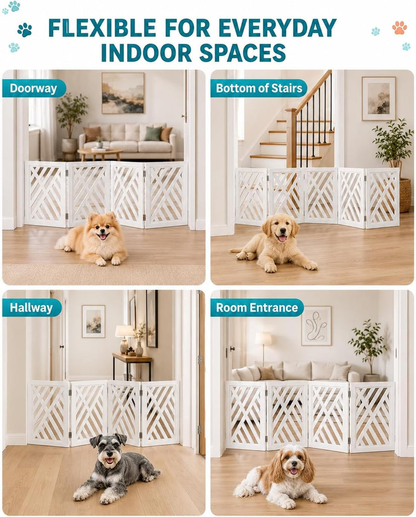 16" Short Dog Gate, Puppy Gate Indoor, Freestanding Small Dog Gate, 4 Panel