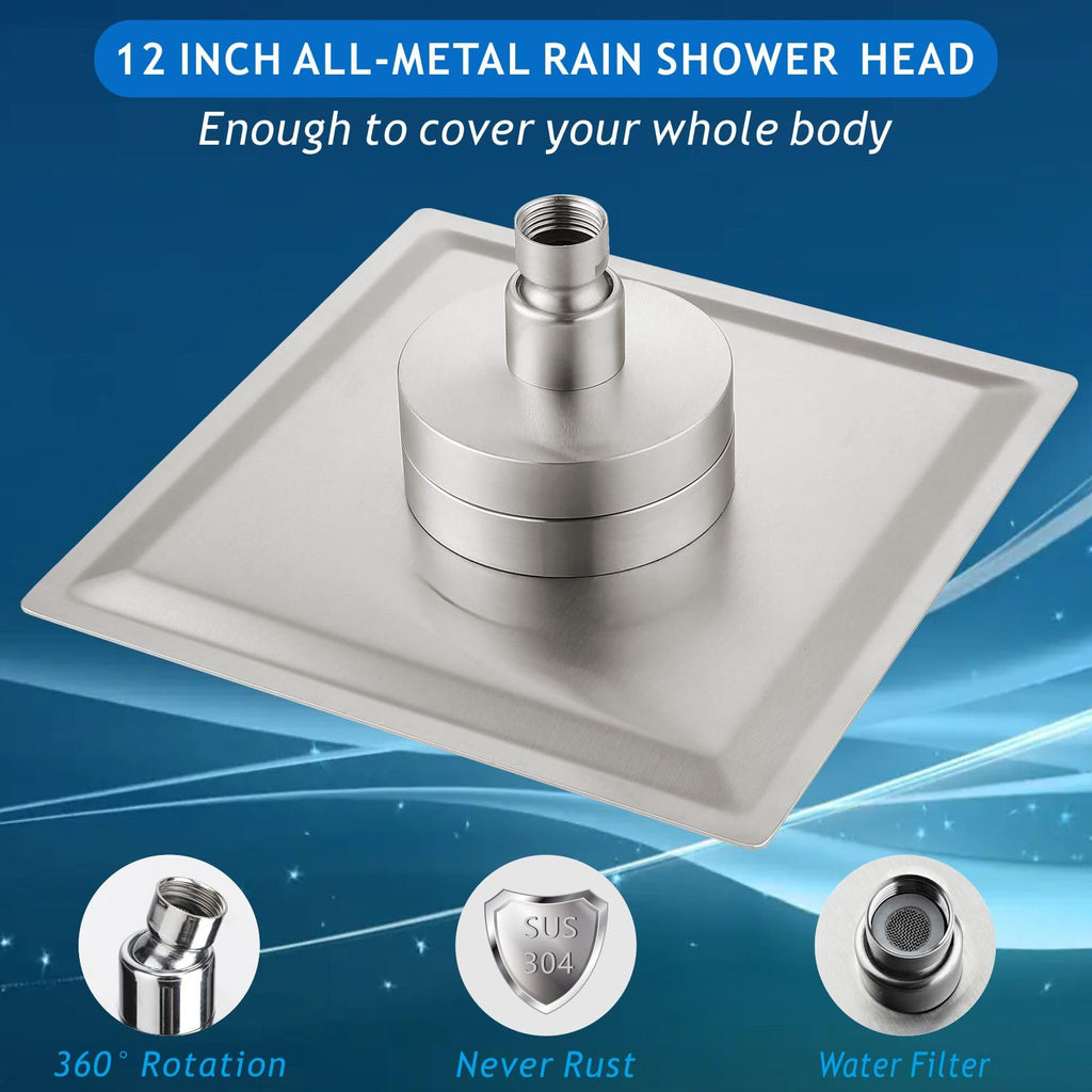 Rain Shower Head with Filtered - High Flow Bathroom Rainfall Filter Showerhead For Hard Water, Upgraded 304 Stainless