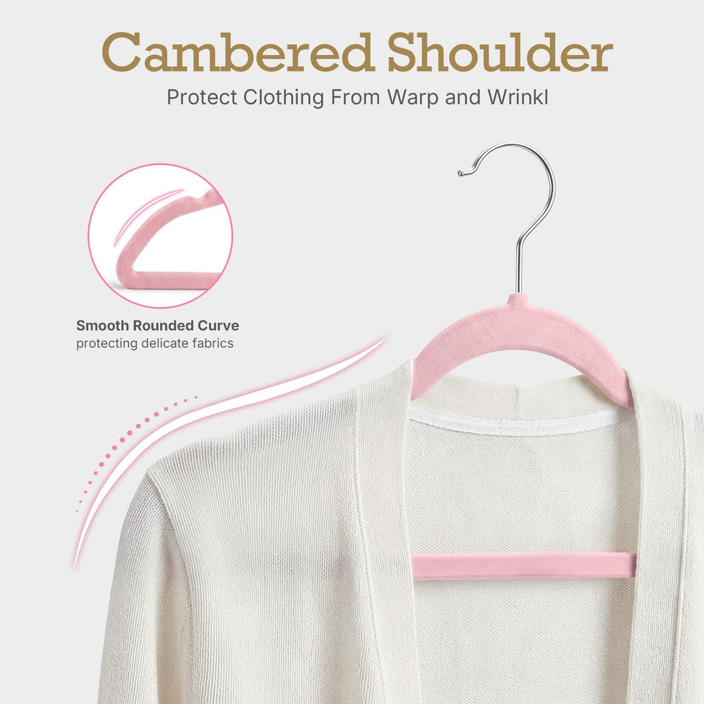 Lt-Pink Velvet Hangers 120 Pack, Premium Non Slip Clothes Hanger