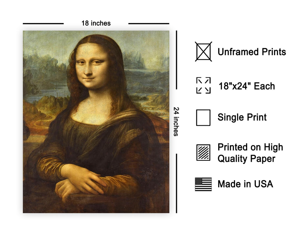 Master Classic Leonardo da Vinci Poster - Vintage Renaissance Print - Gift for Artist, Friend - Mona Lisa