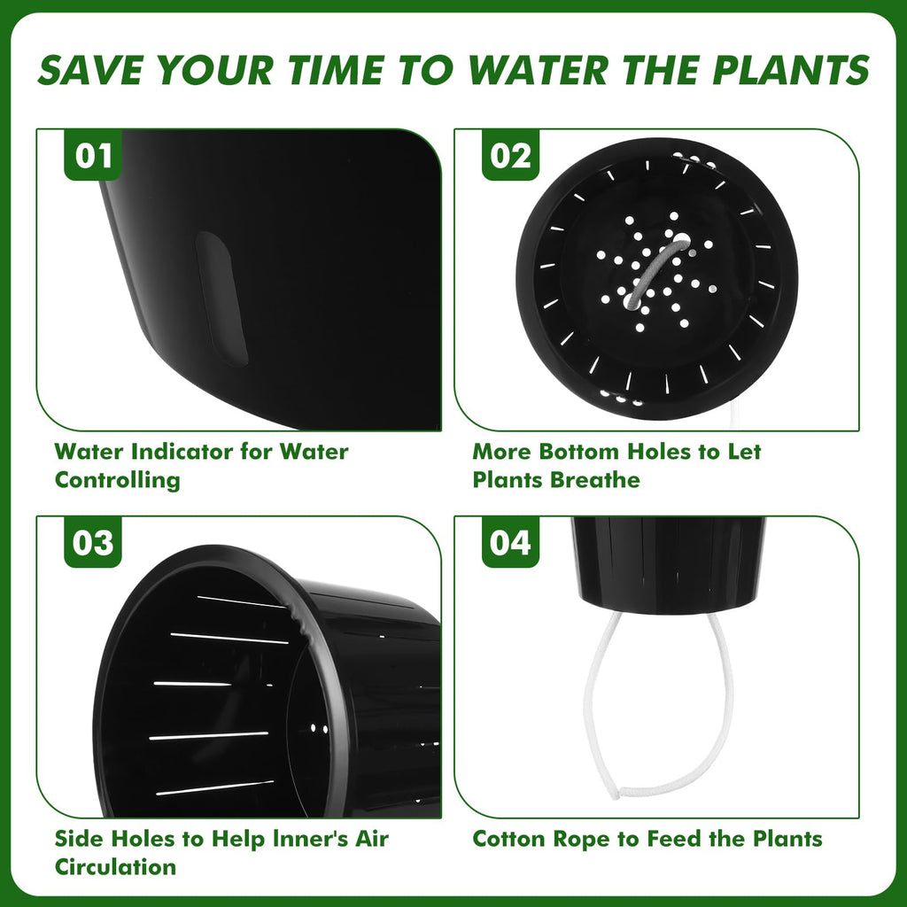 5/6.7 Inch Self Watering Pots for Indoor Plants, 8 Packs Self Watering Planters for Orchid, Spider Plant, Devil's Ivy
