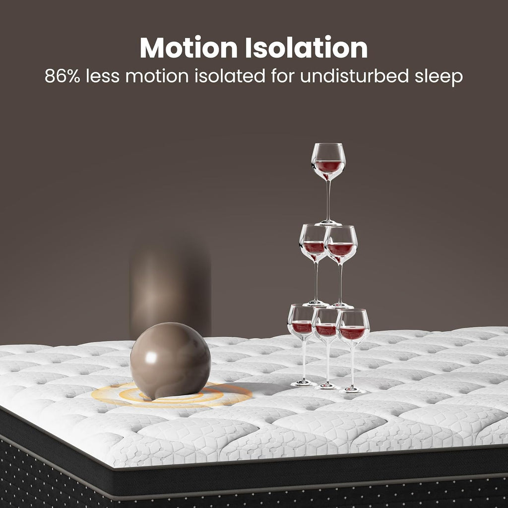 Firm Full Mattress, 14 Inch Hybrid Mattresses with Back & Hip Support | Deep Sleep & Zoned Support, Fiberglass-Free
