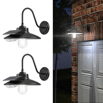 Solar Wall Lights Outdoor with 3 Lighting Modes & Motion Sensor, IP65 Waterproof, Rustic Vintage Gooseneck Solar Wall