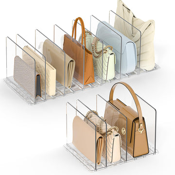 Bag & Purse Organizer for Closet: Adjustable Clear Dividers