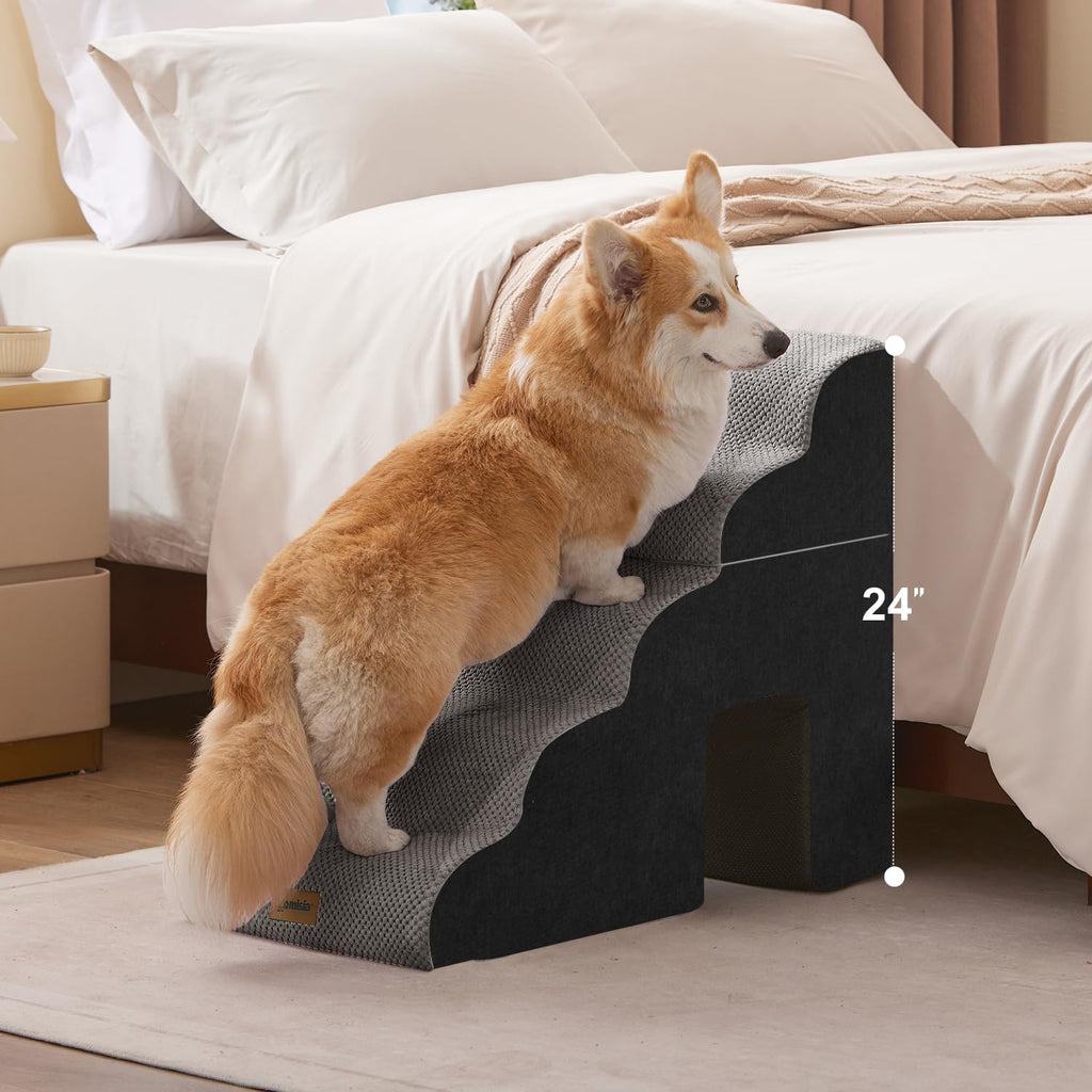 Dog Ramp for Large Dogs with Tunnel, 24" H 5 Steps for High Bed