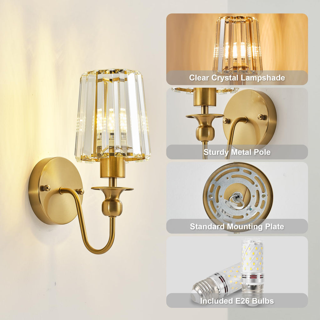 Hardwired Crystal Wall Sconces Set of 2