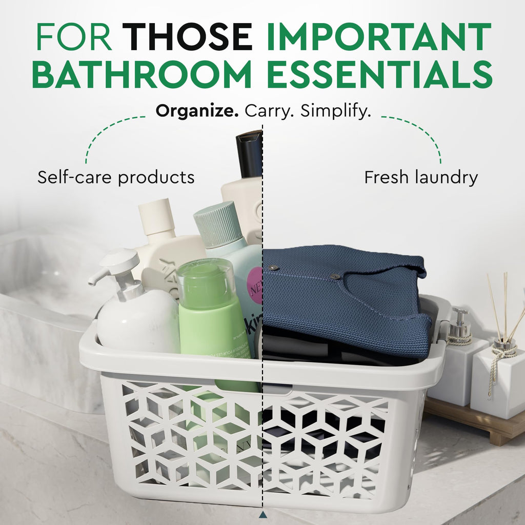 Laundry Basket - Large 2 Bushel Laundry Basket with Handles - Stackable Plastic Hamper for Dirty Clothes - Storage