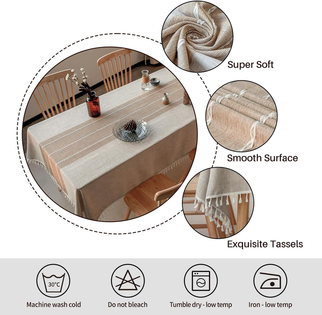 Tablecloths, 55 x 86 Inch Waterproof Table Cloth, Linens Wrinkle Free Anti-Fading, Rustic Table Cove