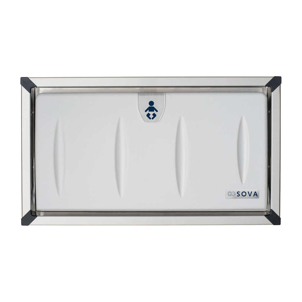 Origin Recessed Changing Station, Stainless Frame, Stainless/Gray | Built-in recessed HDPE table, stainless housing;