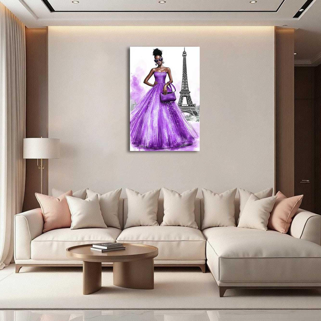 Paris Wall Black Woman Pictures Black White Eiffel Tower Paintings African American Canvas Prints Fashion Black Girl