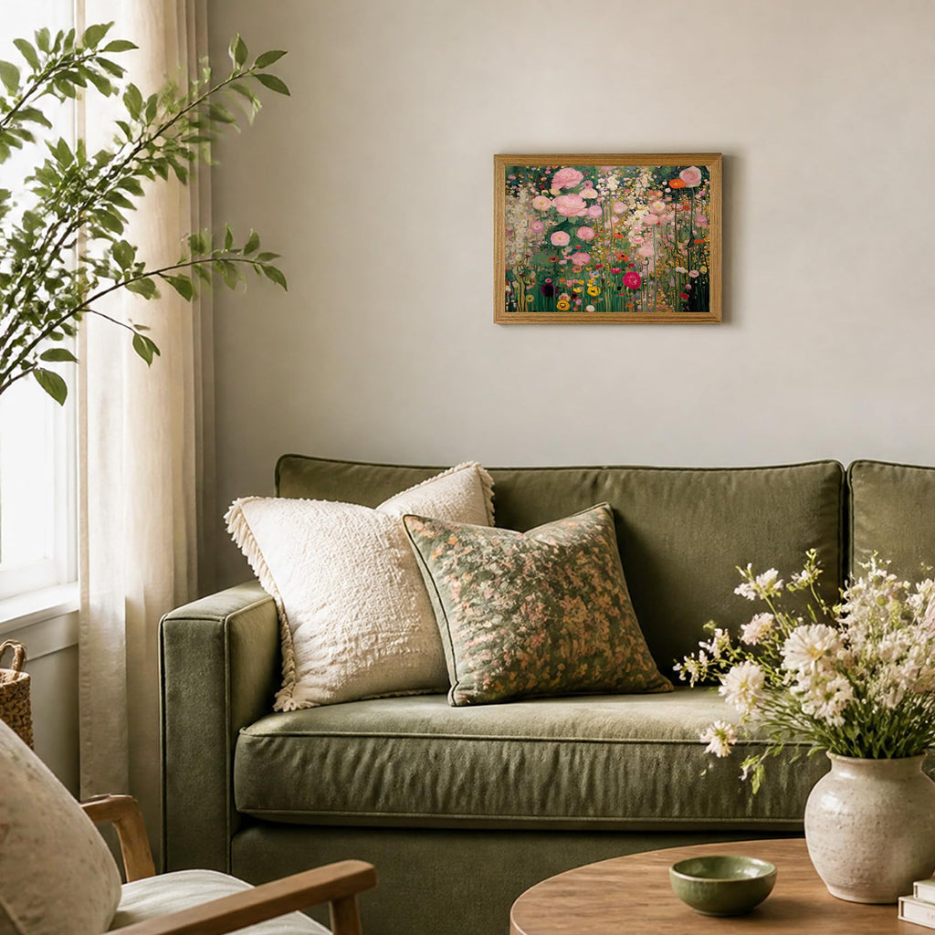Floral Wall Art Wildflower Meadow Picture Wall Decor Gustav Klimt Print