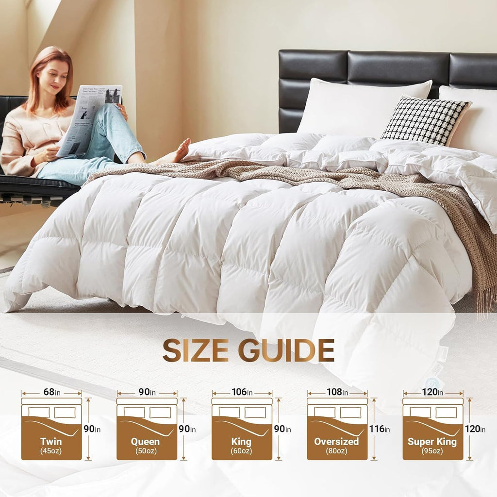 King Down Comforter Winter, Heavyweight Down Duvet Insert (106"x90")